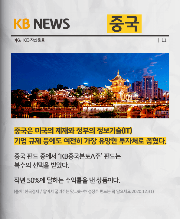 중국, 미국의 제재와 정부의 정보기술 기업 규제 등에도 가장 유망한 투자처.