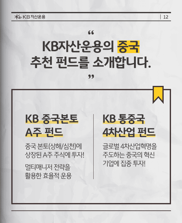 kb자산운용의 중국 추천 펀드 소개.