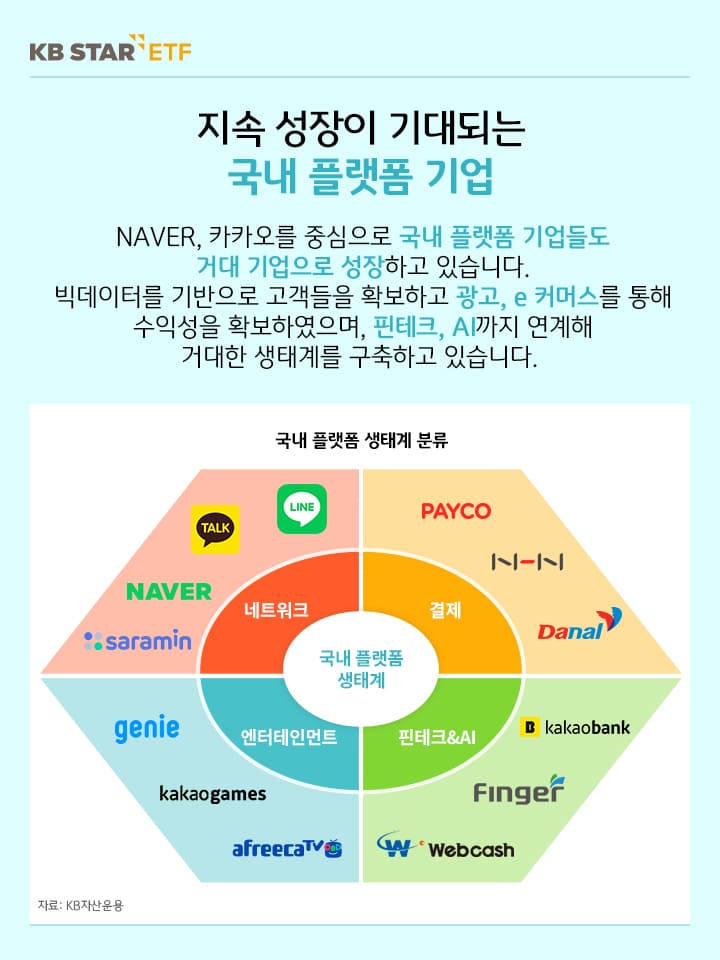 지속 성장이 기대되는 국내 플랫폼 기업. 국내 플랫폼 기업들도 거대 기업으로 성장. 빅데이터 기반.