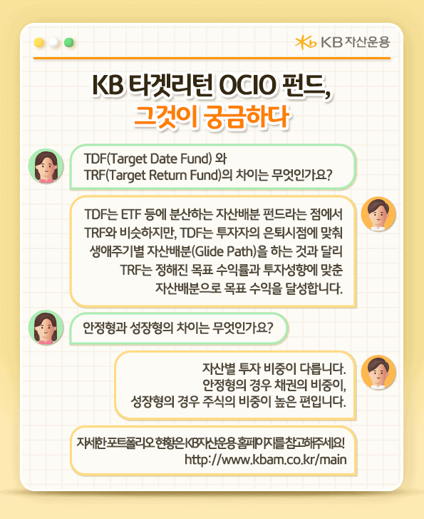 tdf와 trf의 차이점은? trf는 정해진 목표 수익률과 투자성향에 맞춘 자산배분으로 목표 수익을 달성합니다. 