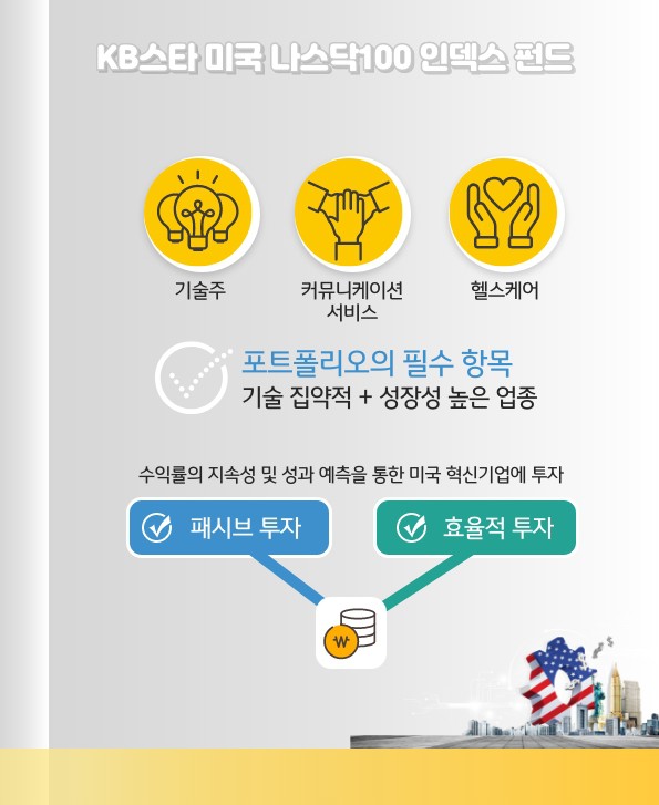 kb 나스닥 펀드. 기술주 및 커뮤니케이션서비스, 헬스케어에 투자. 